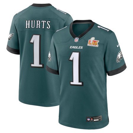 Men's Philadelphia Eagles Jalen Hurts Nike Midnight Green Super Bowl LIX Game Player Jersey